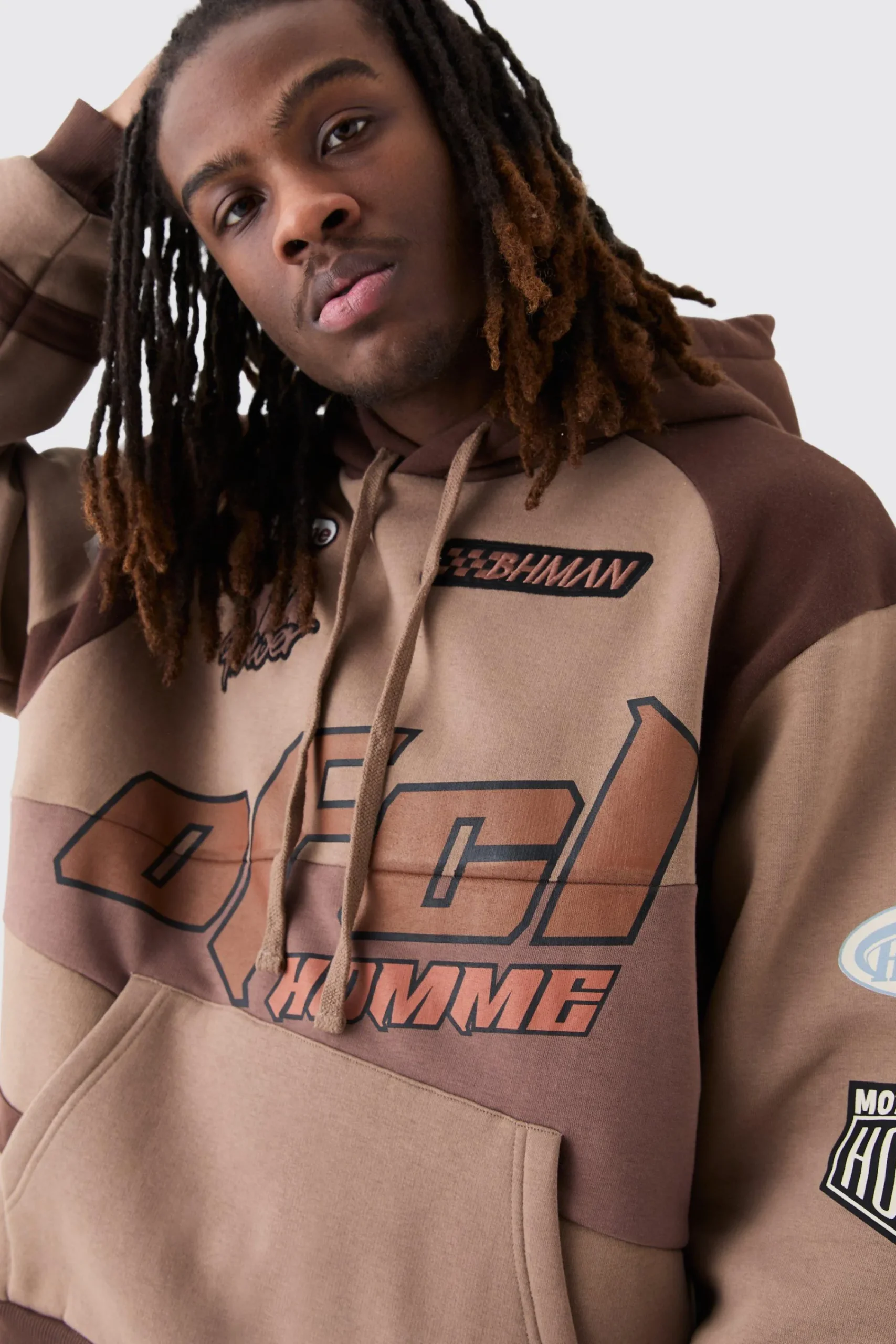 boohooMAN Oversized Boxy Moto Applique Hoodie | UK| Hoodies & Sweatshirts