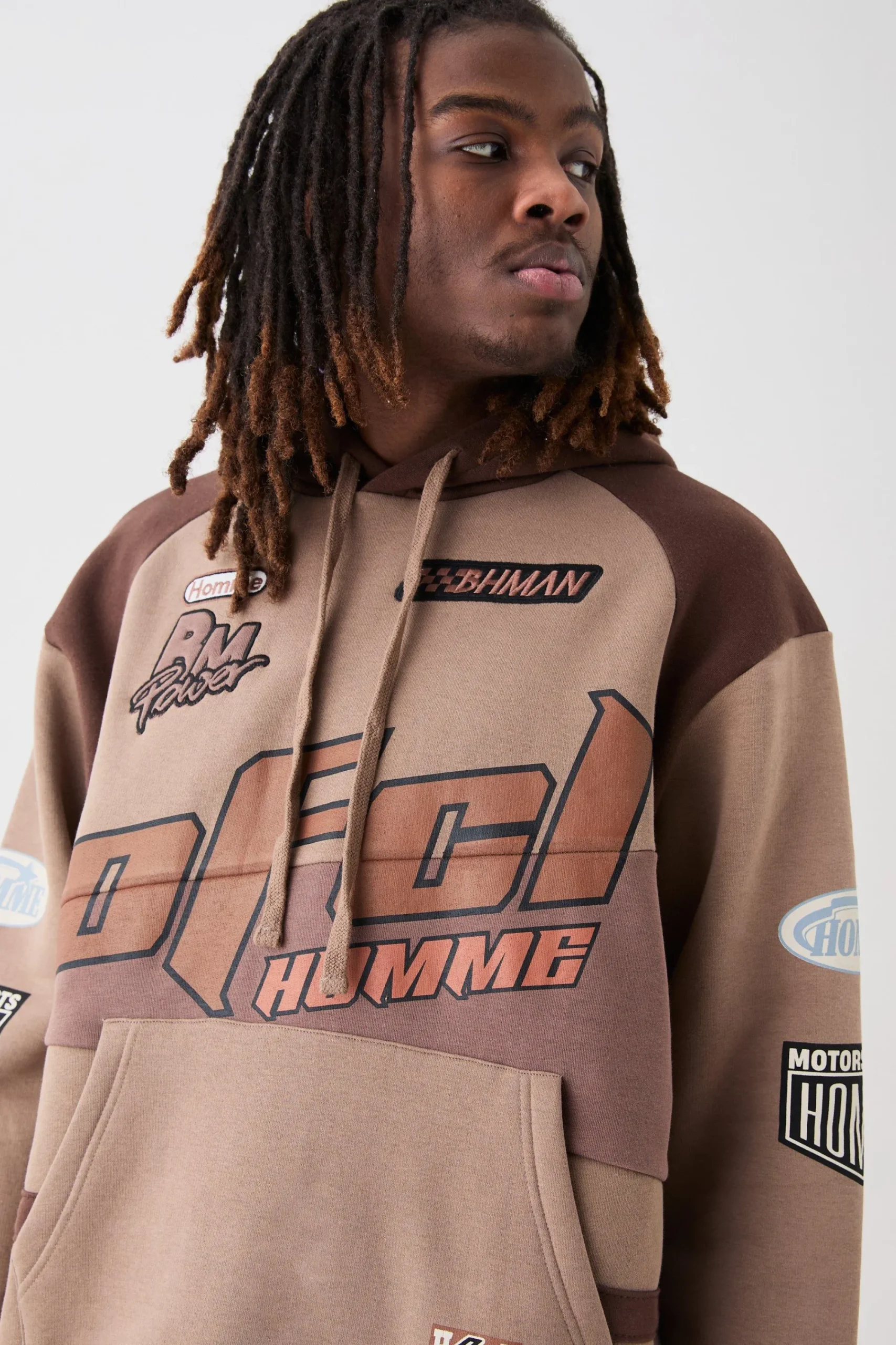boohooMAN Oversized Boxy Moto Applique Hoodie | UK| Hoodies & Sweatshirts