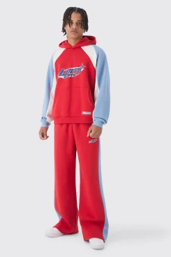 boohooMAN Oversized Boxy Moto Colour Block Hooded Tracksuit | UK| Tracksuits