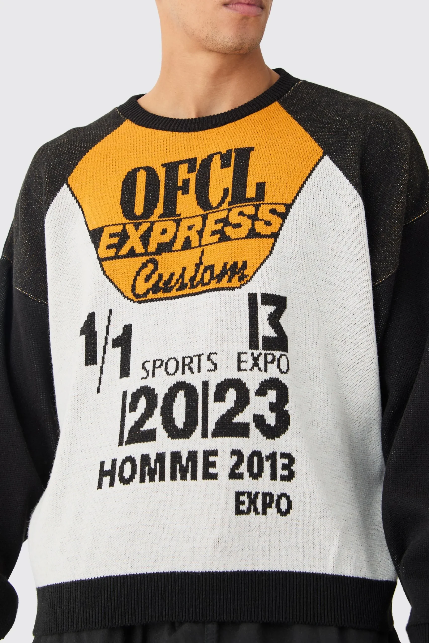 boohooMAN Oversized Boxy Moto Graphic Jumper | UK| Knitwear