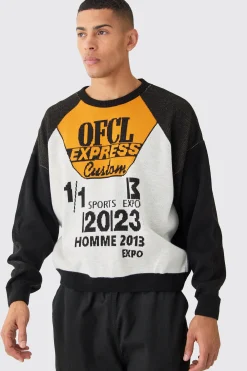 boohooMAN Oversized Boxy Moto Graphic Jumper | UK| Knitwear