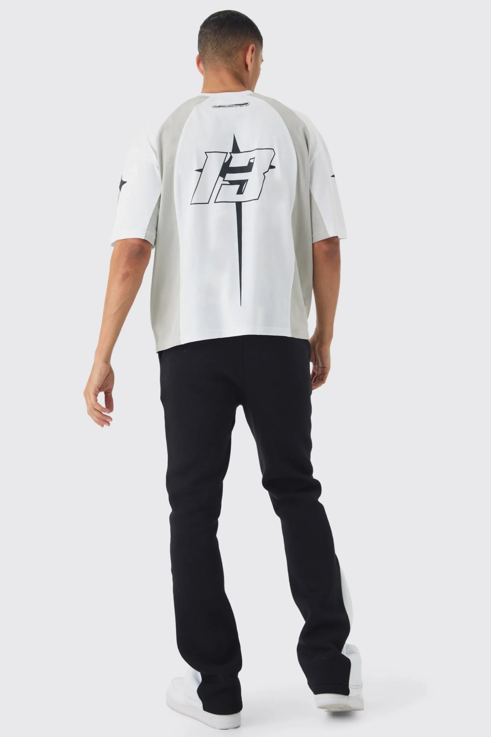 Oversized Boxy Moto Homme Star Panel T-Shirt | UK^boohooMAN New