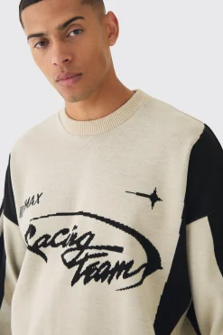 boohooMAN Oversized Boxy Moto Jumper In | UK| Knitwear