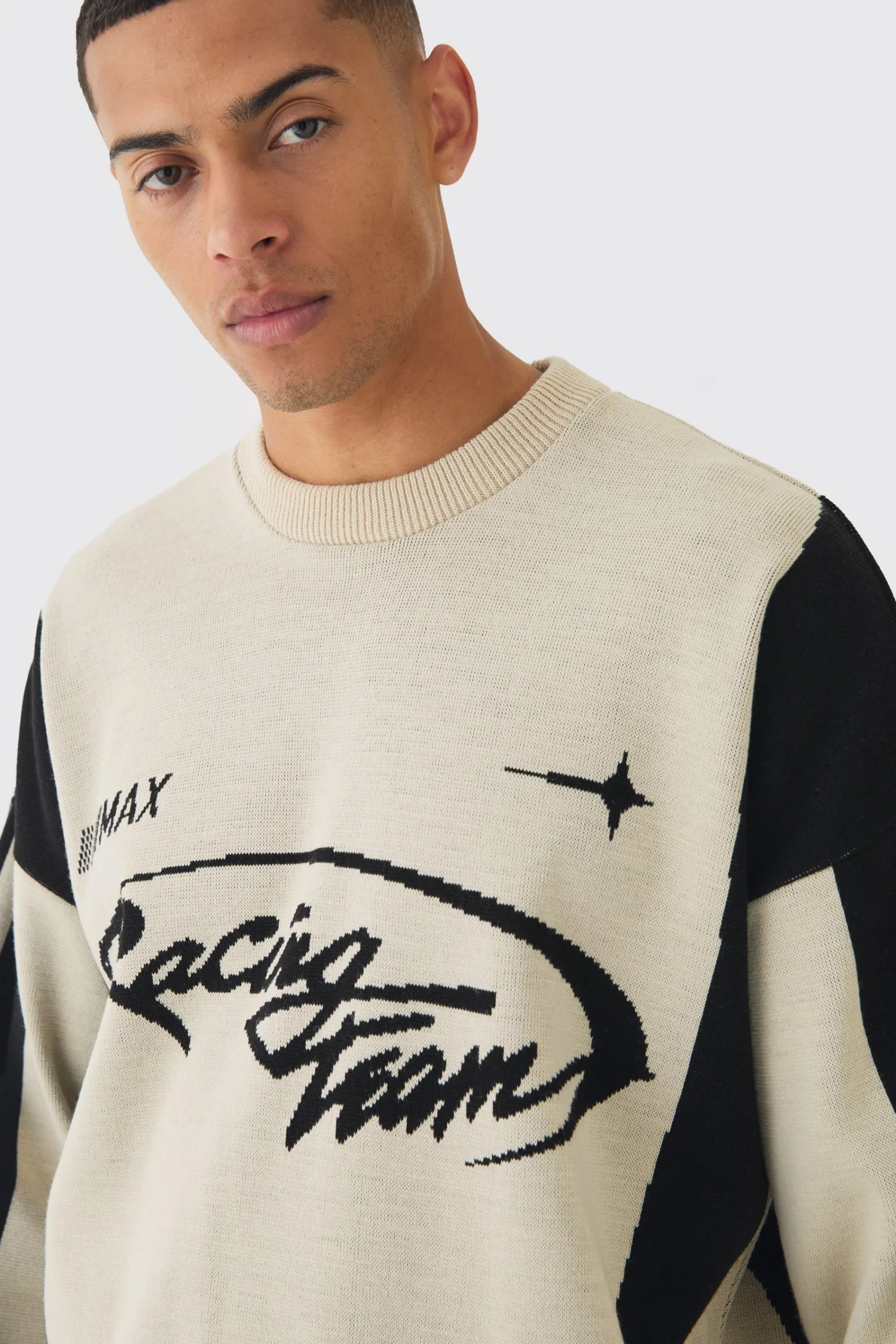 boohooMAN Oversized Boxy Moto Jumper In | UK| Knitwear