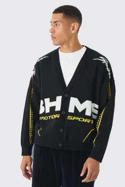 boohooMAN Oversized Boxy Moto Knitted Cardigan | UK| Knitwear