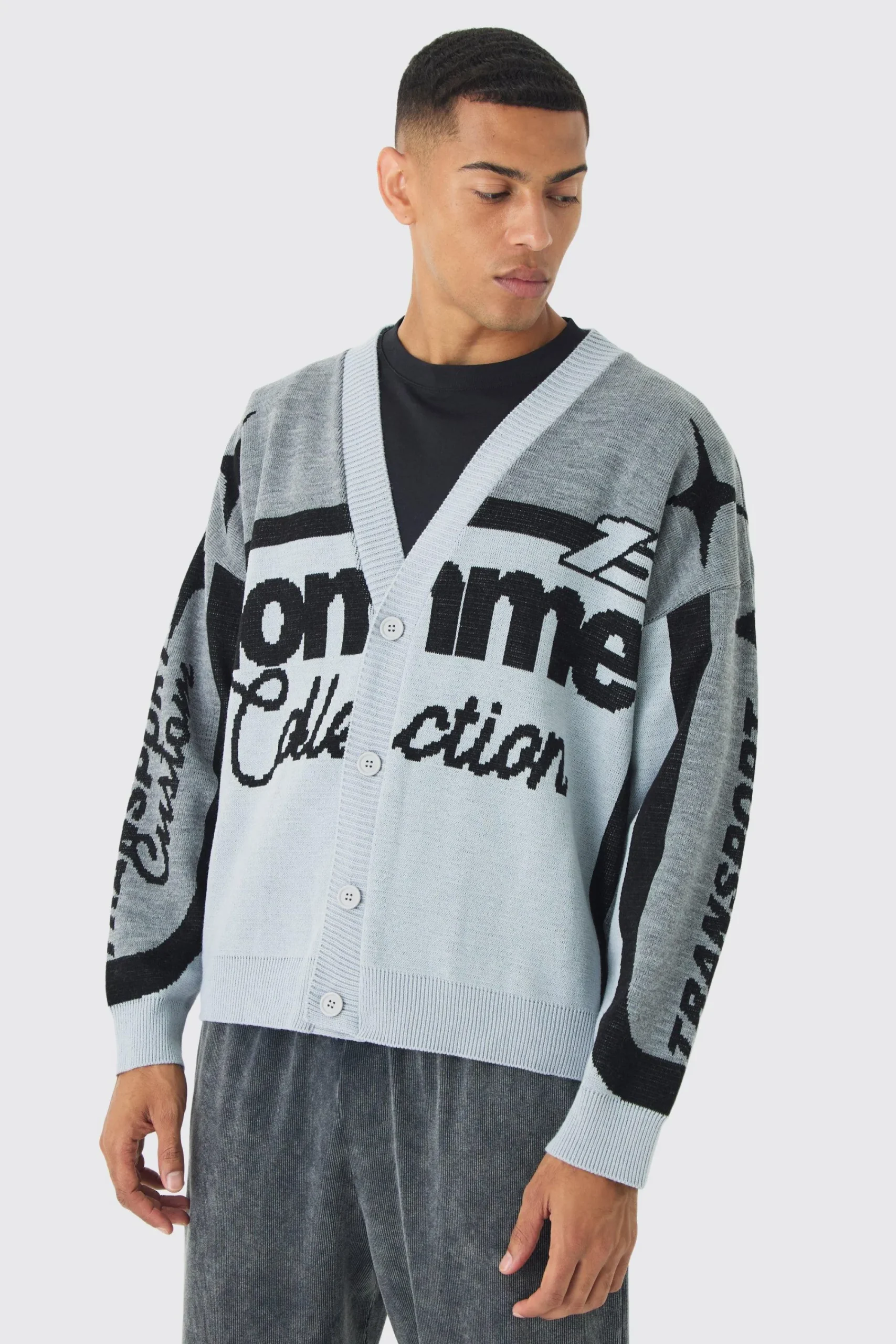 boohooMAN Oversized Boxy Moto Knitted Cardigan | UK| Knitwear