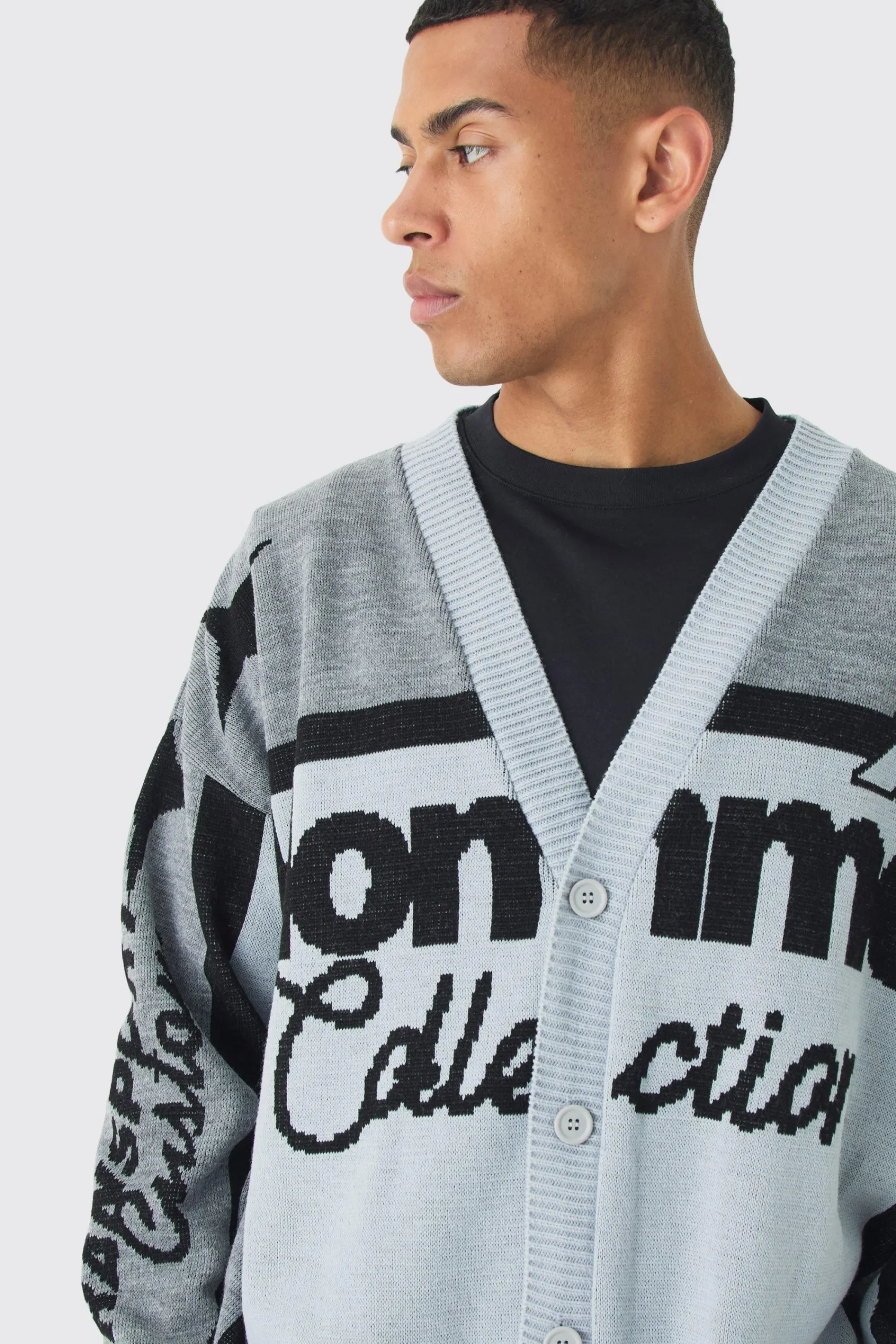 boohooMAN Oversized Boxy Moto Knitted Cardigan | UK| Knitwear