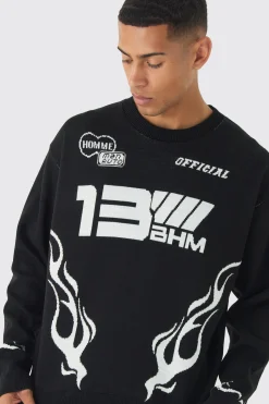 boohooMAN Oversized Boxy Moto Knitted Jumper | UK| Knitwear