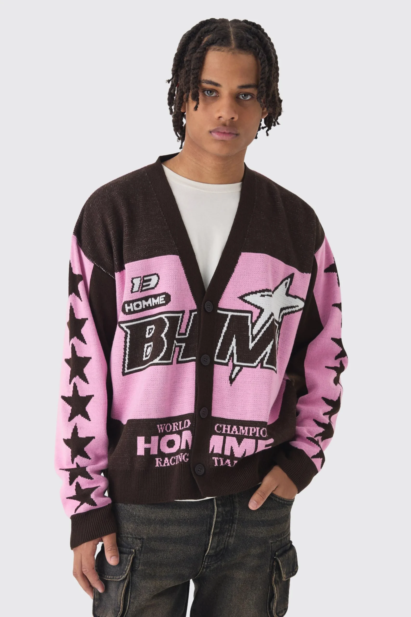 boohooMAN Oversized Boxy Moto Knitted Cardigan | UK| Knitwear