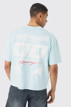 Oversized Boxy Moto Print T-shirt | UK^boohooMAN Sale