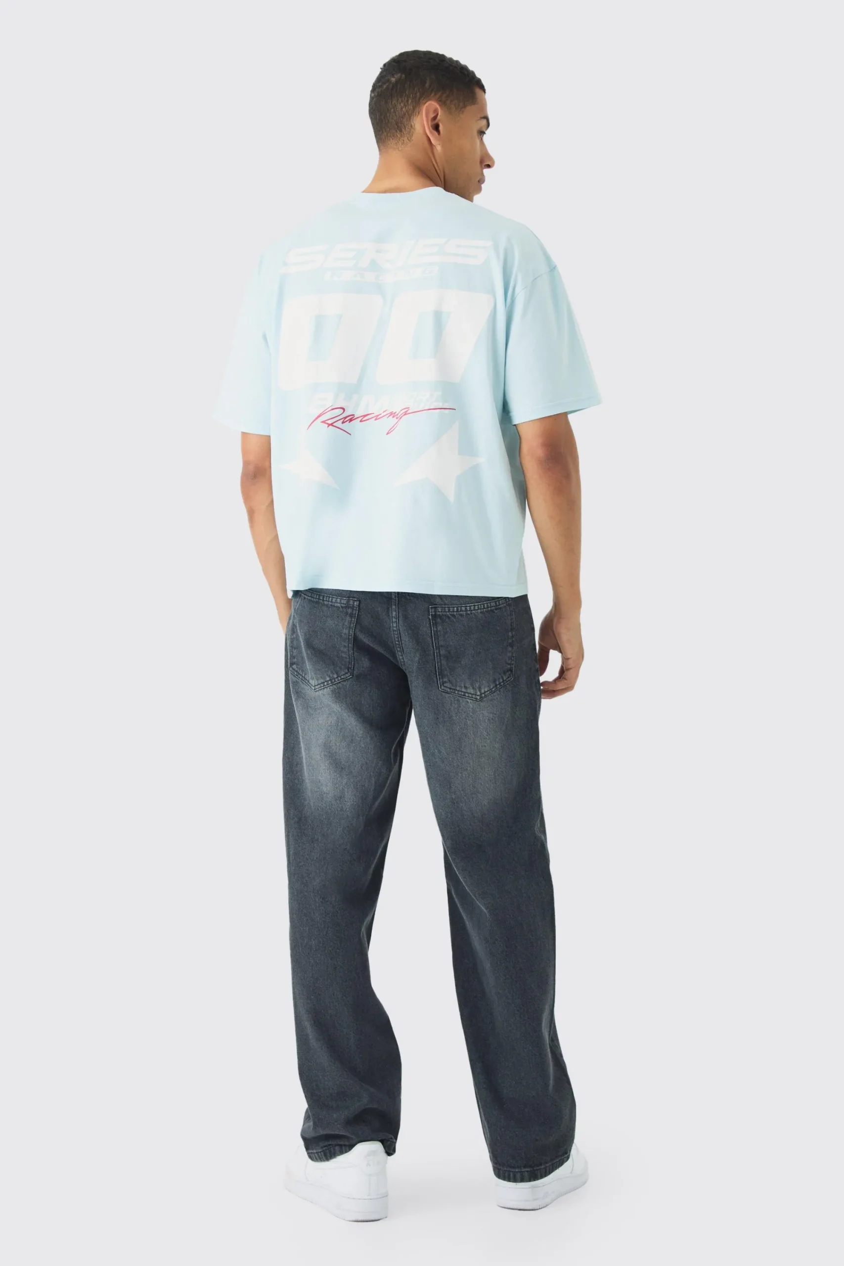 Oversized Boxy Moto Print T-shirt | UK^boohooMAN Sale