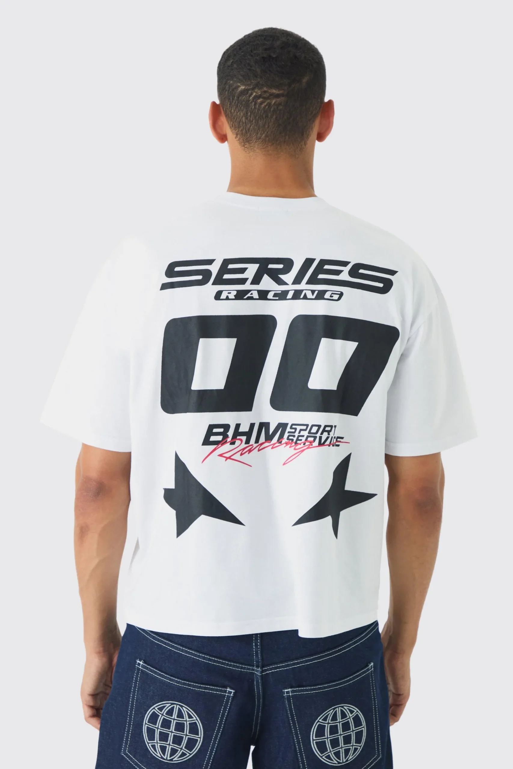 Oversized Boxy Moto Print T-shirt | UK^boohooMAN Online