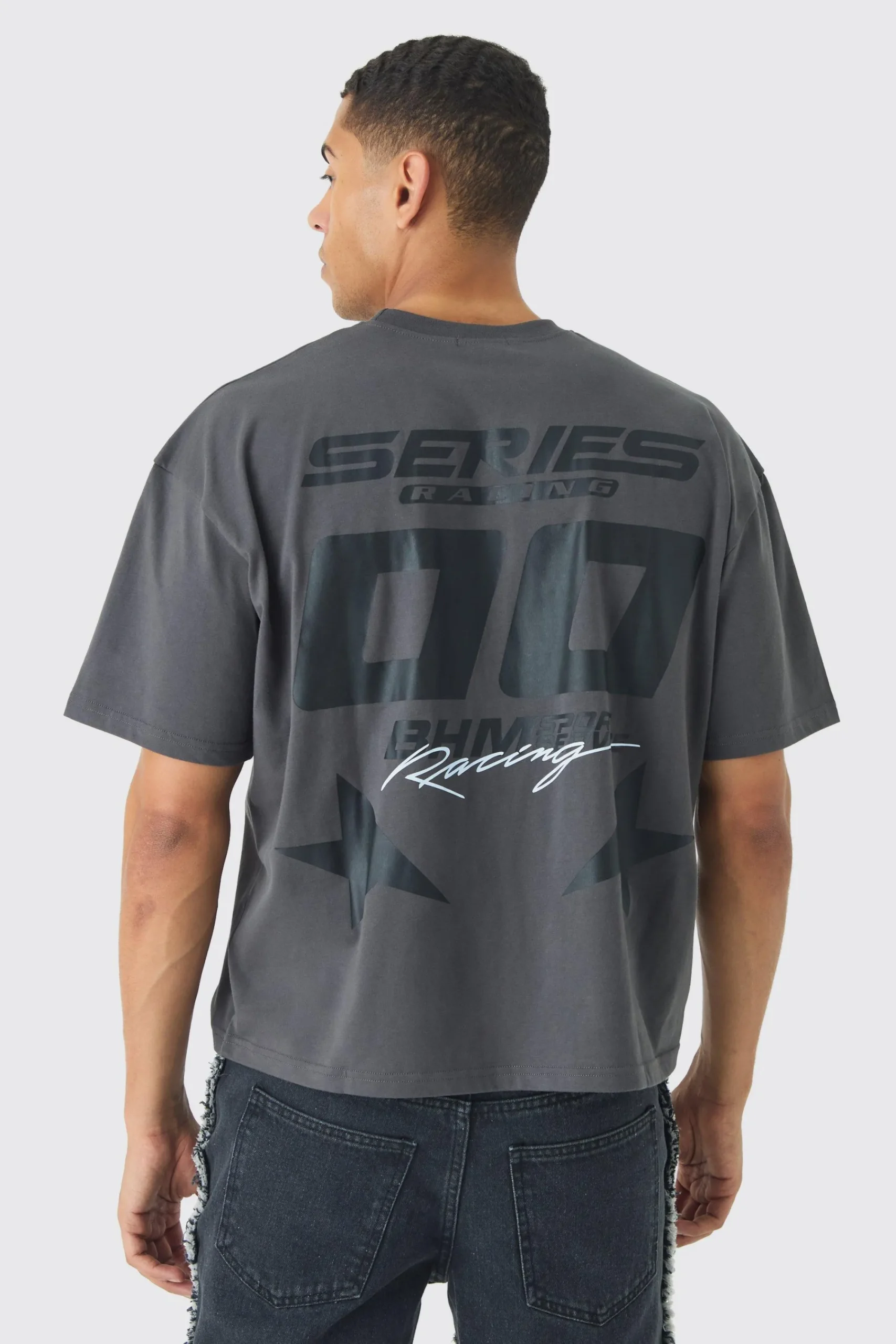 Oversized Boxy Moto Print T-shirt | UK^boohooMAN