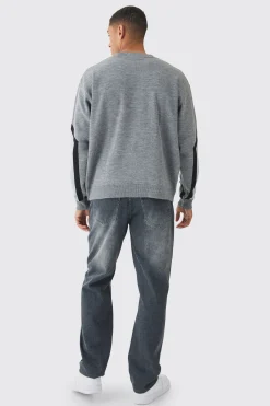 boohooMAN Oversized Boxy Moto Racing Knitted Jumper | UK| Knitwear