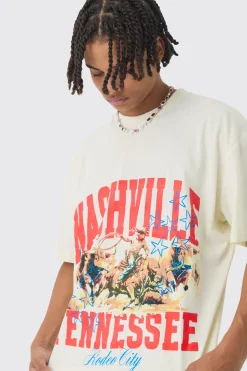 Oversized Boxy Nashville Print T-Shirt | UK^boohooMAN Sale