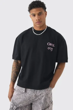 Oversized Boxy OFCL Puff Print T-shirt | UK^boohooMAN Online