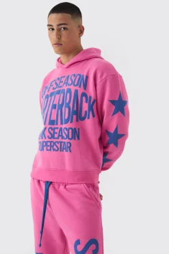 boohooMAN Oversized Boxy Off Season Puff Printed Hooded Tracksuit | UK| Tracksuits