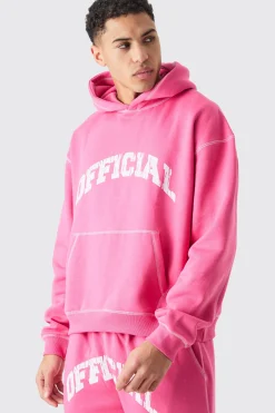 boohooMAN Oversized Boxy Official Contrast Stitch Hoodie | UK| Hoodies & Sweatshirts