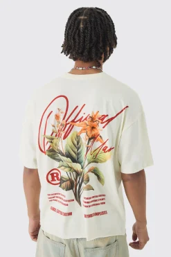 Oversized Boxy Official Floral Print T-Shirt | UK^boohooMAN Clearance