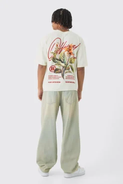 Oversized Boxy Official Floral Print T-Shirt | UK^boohooMAN Clearance