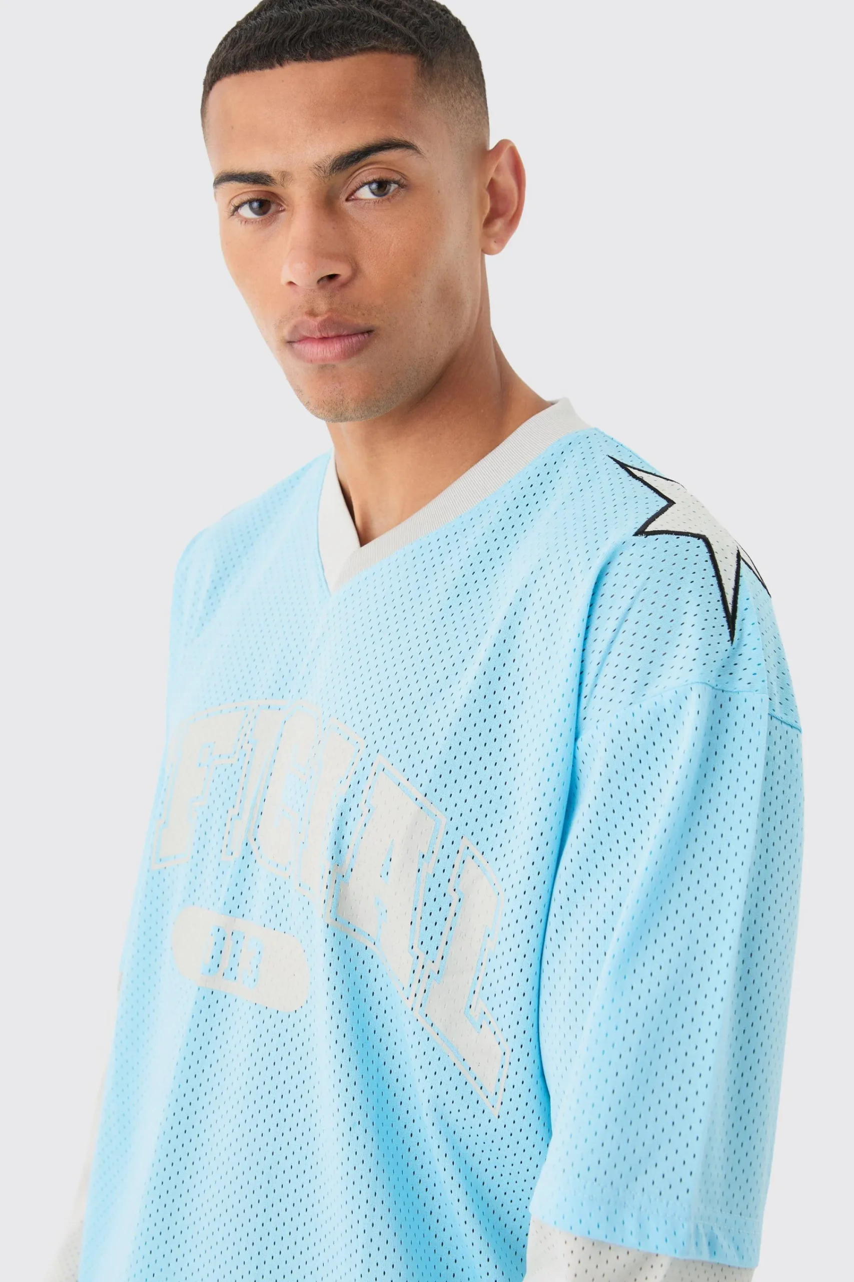 Oversized Boxy Official Layered Mesh Top | UK^boohooMAN New
