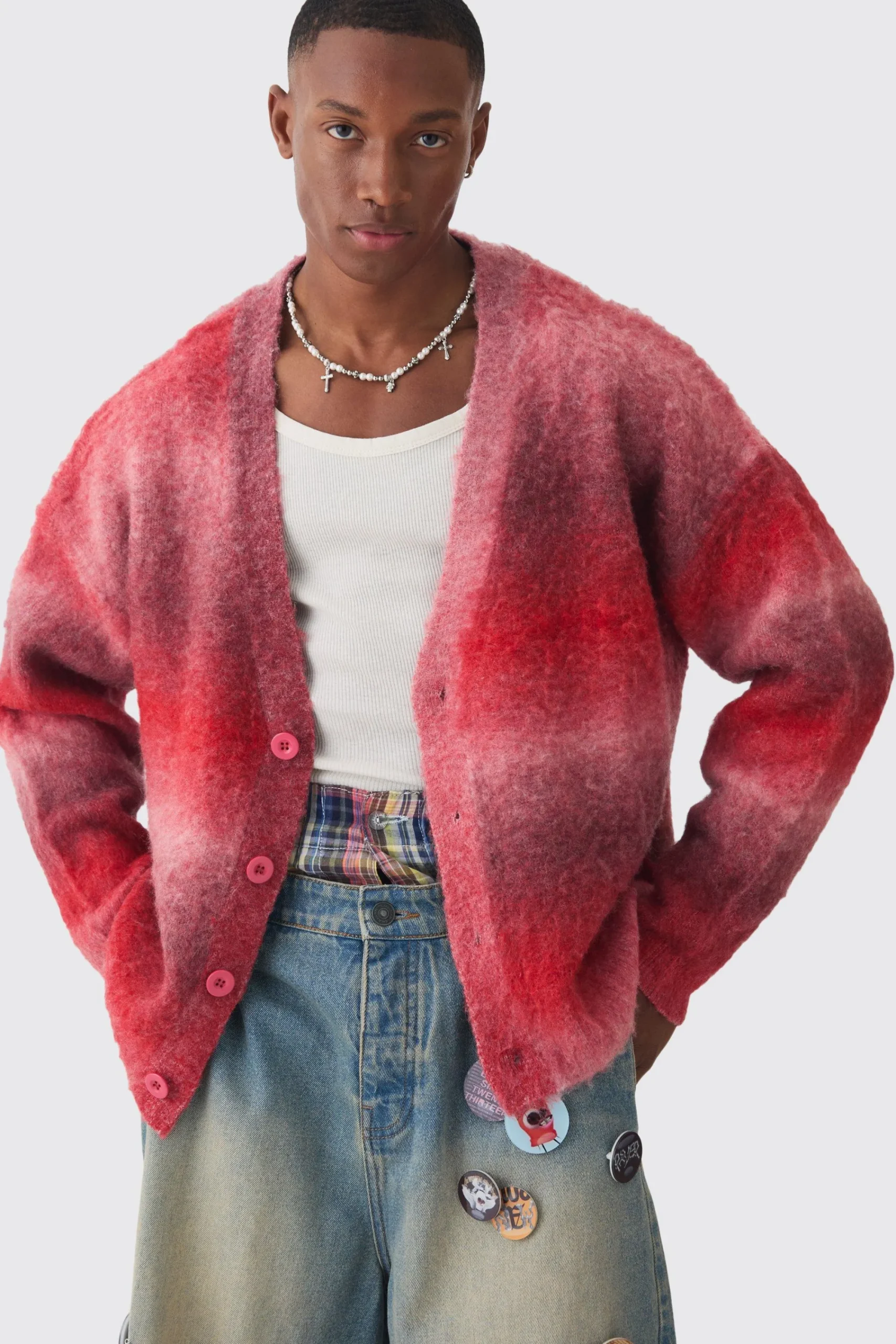 boohooMAN Oversized Boxy Ombre Knitted Cardigan | UK| Knitwear