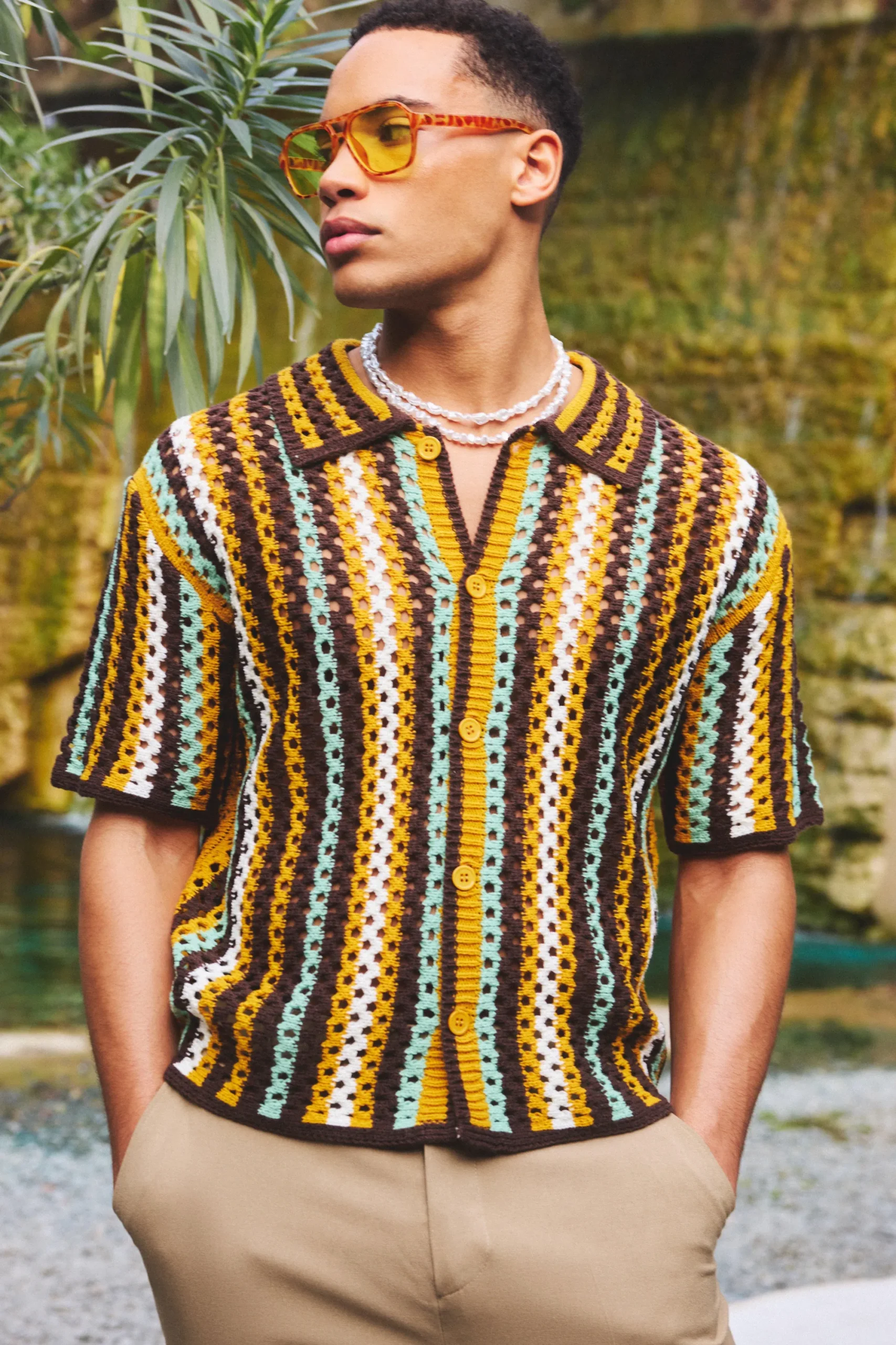 boohooMAN Oversized Boxy Open Knit Stripe Shirt | UK| Shirts|Knitwear