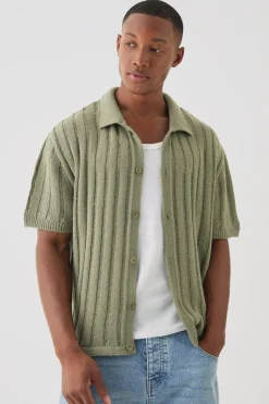 boohooMAN Oversized Boxy Open Ladder Stitch Knitted Shirt In | UK| Shirts|Knitwear