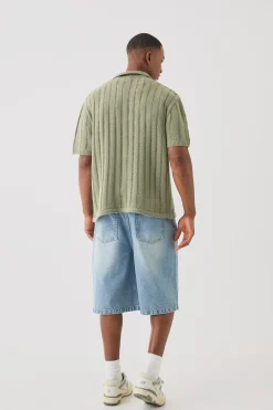 boohooMAN Oversized Boxy Open Ladder Stitch Knitted Shirt In | UK| Shirts|Knitwear