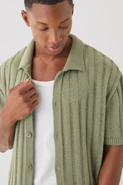 boohooMAN Oversized Boxy Open Ladder Stitch Knitted Shirt In | UK| Shirts|Knitwear