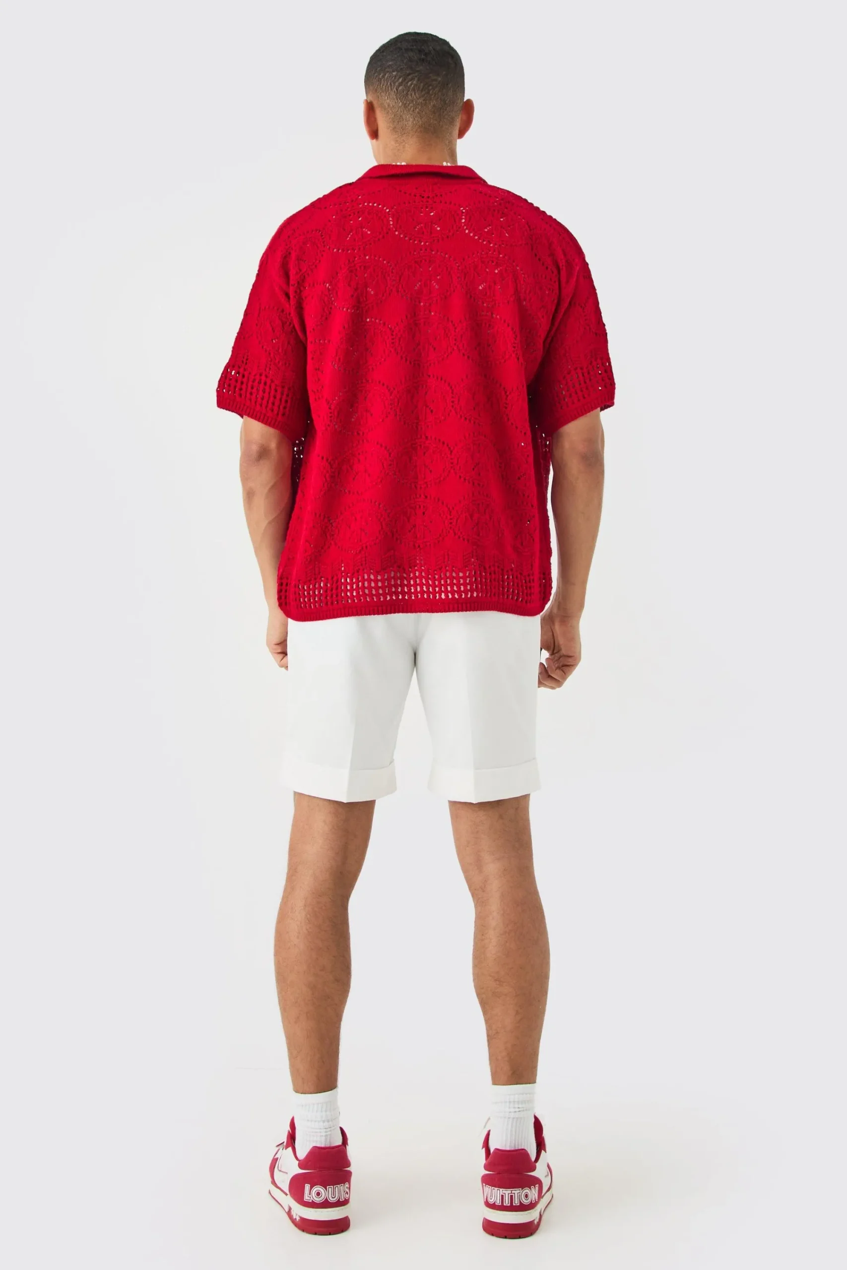 boohooMAN Oversized Boxy Open Stitch Detail Knitted Shirt In | UK| Shirts|Knitwear