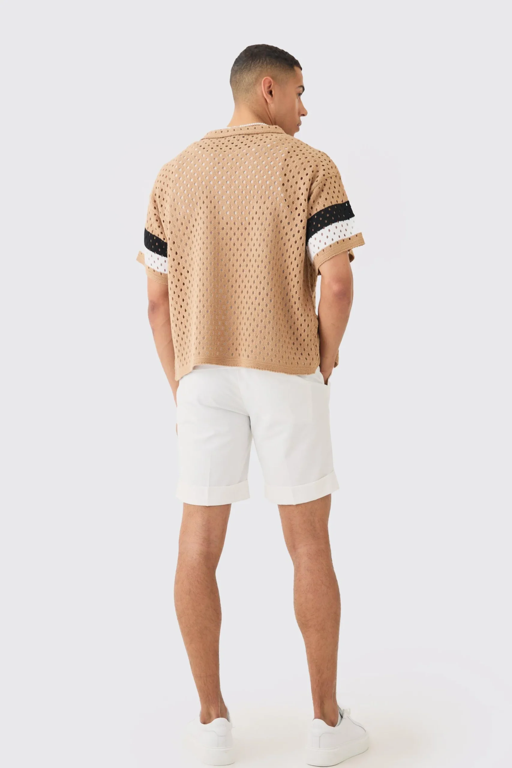 boohooMAN Oversized Boxy Open Stitch Revere Stripe Shirt In | UK| Shirts
