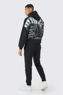 boohooMAN Oversized Boxy Over The Seams Gothic Back Graphic Tracksuit | UK| Tracksuits