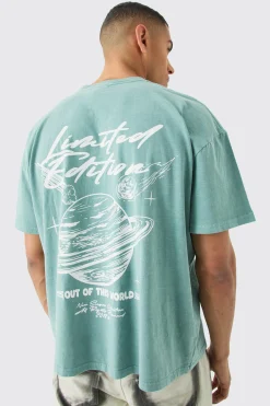 Oversized Boxy Overdye Space Graphic T-shirt | UK^boohooMAN New