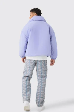 boohooMAN Oversized Boxy Padded Funnel Neck Coat In | UK| Coats & Jackets