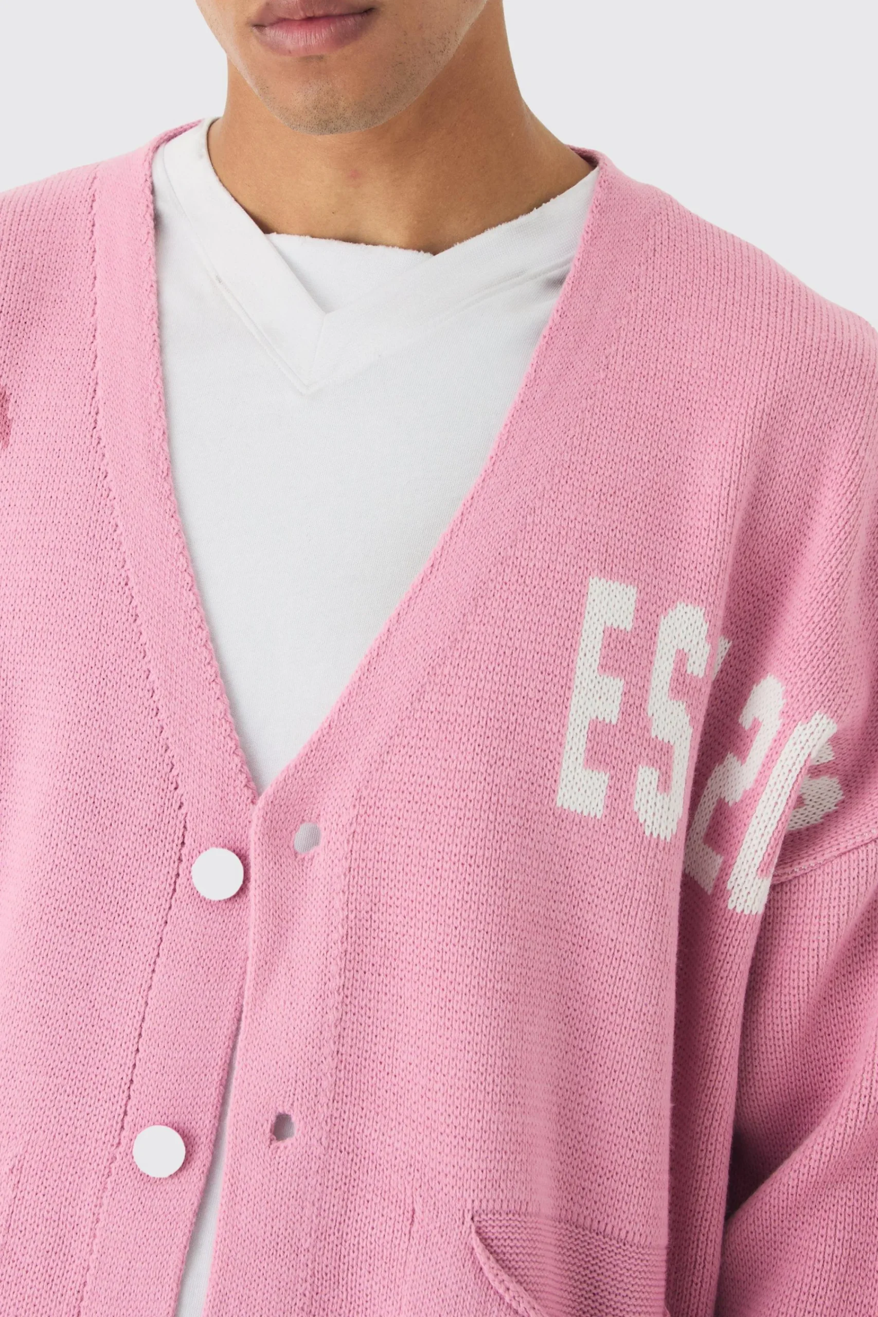 boohooMAN Oversized Boxy Palm Graphic Cardigan In | UK| Knitwear