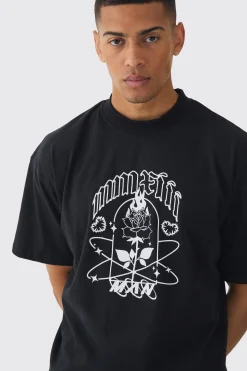 Oversized Boxy Peached Heavyweight Graphic T-shirt | UK^boohooMAN Sale