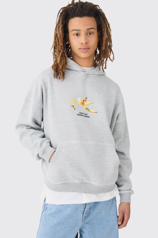 boohooMAN Oversized Boxy Plush Drop Shoulder Printed Hoodie | UK| Hoodies & Sweatshirts