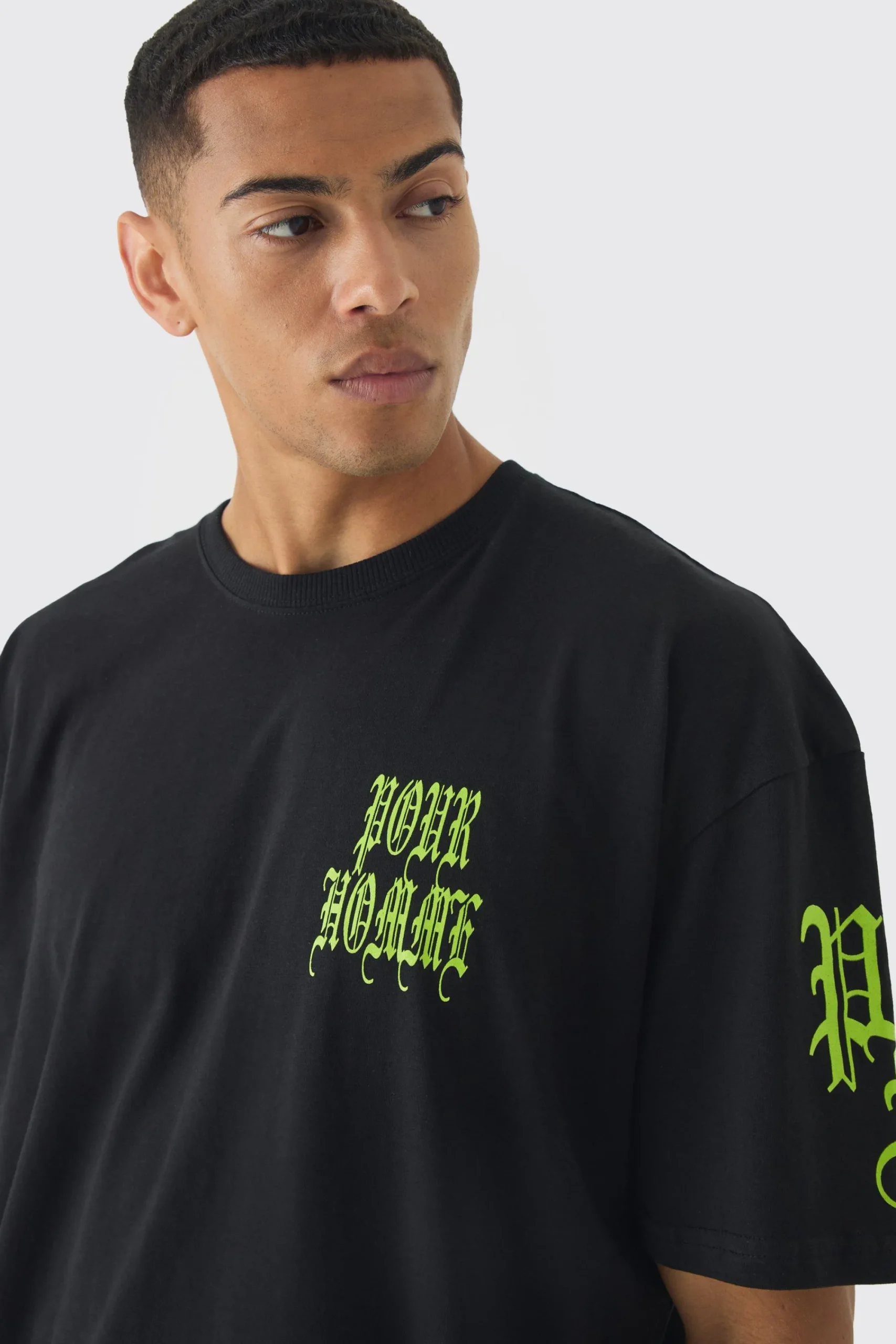 Oversized Boxy Pour Homme Gothic T-Shirt | UK^boohooMAN Sale