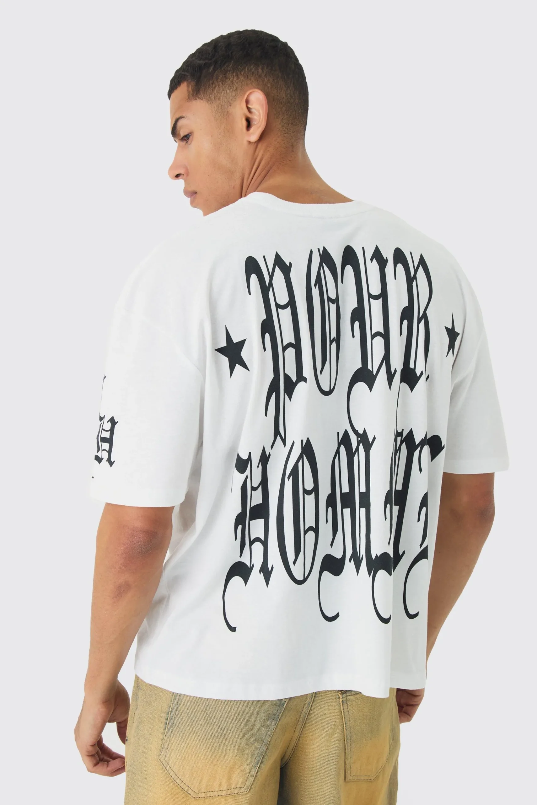 Oversized Boxy Pour Homme Gothic T-Shirt | UK^boohooMAN Clearance