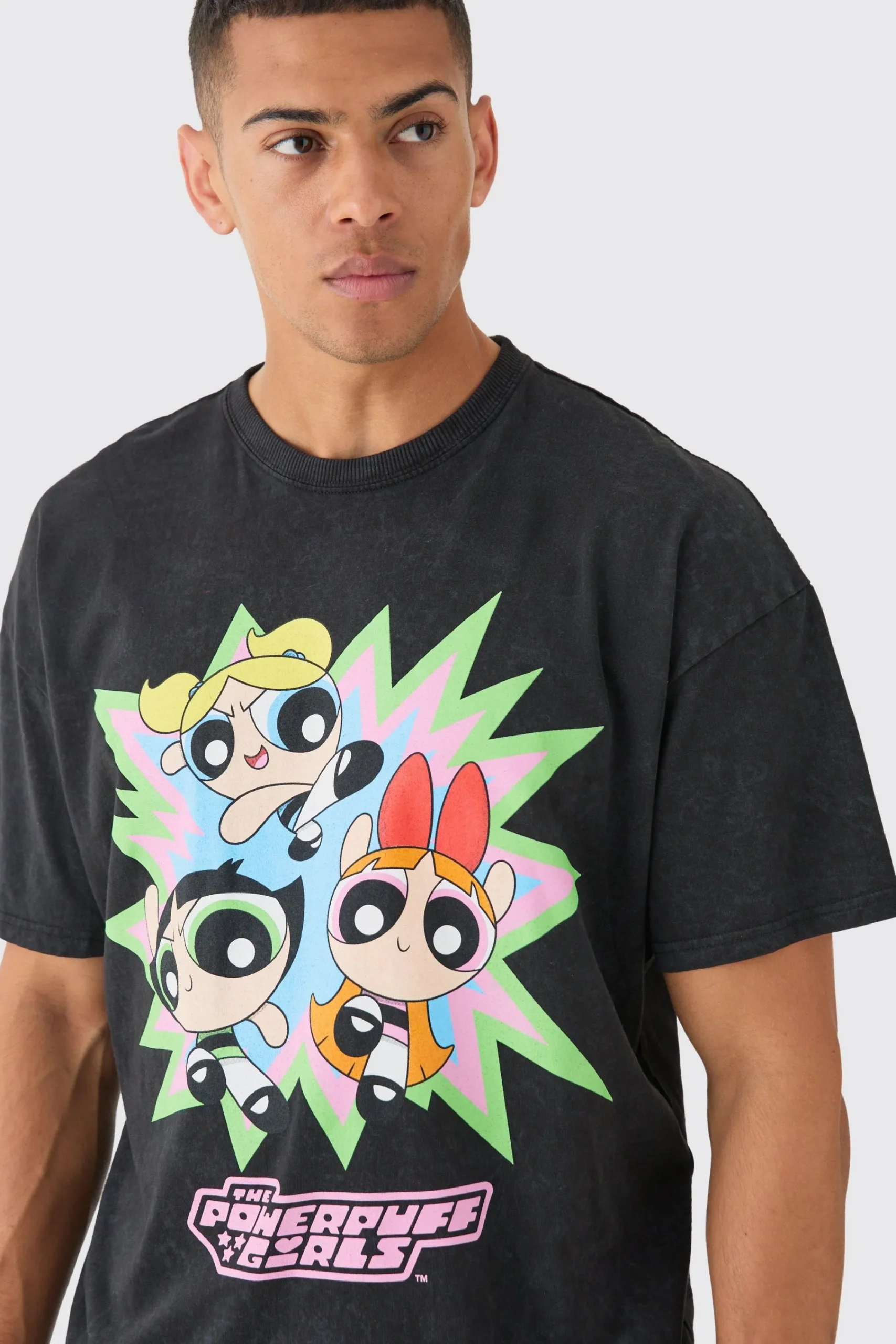 Oversized Boxy Powerpuff Girls Wash License T-shirt | UK^boohooMAN New