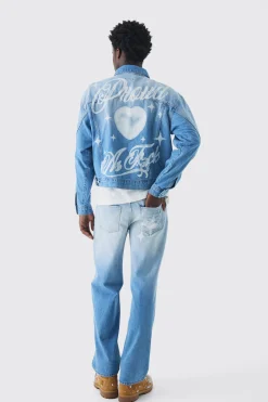 boohooMAN Oversized Boxy Pride Printed Denim Jacket | UK| Coats & Jackets|Jeans