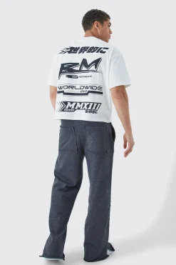 Oversized Boxy Print T-shirt With Rubber Badge | UK^boohooMAN