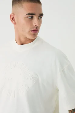 Oversized Boxy Printed Embossed Worldwide Half Sleeve T-shirt | UK^boohooMAN Hot