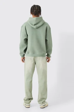 boohooMAN Oversized Boxy Quilted Embroided Hoodie | UK| Hoodies & Sweatshirts