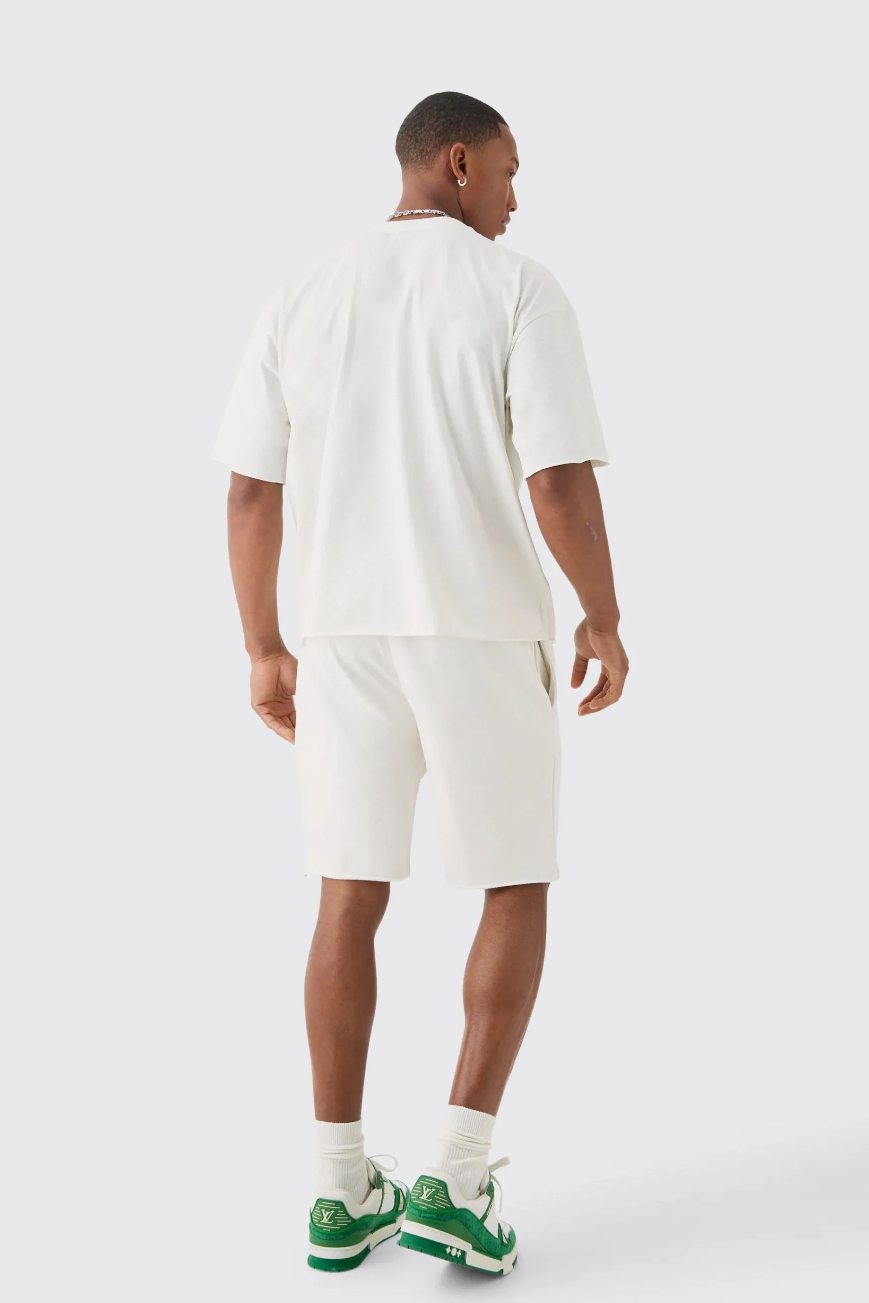 boohooMAN Oversized Boxy Raw Hem Homme Print T-shirt And Short Set | UK| Sets & Co-Ords|Tracksuits