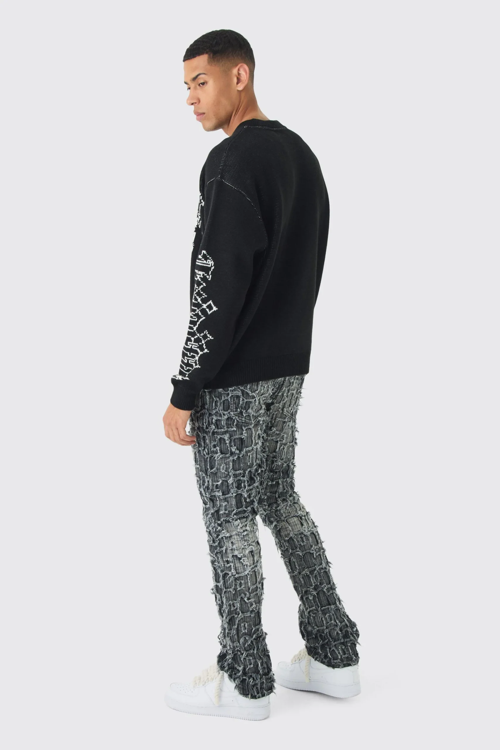 boohooMAN Oversized Boxy Renaissance Jacquard Jumper | UK| Knitwear