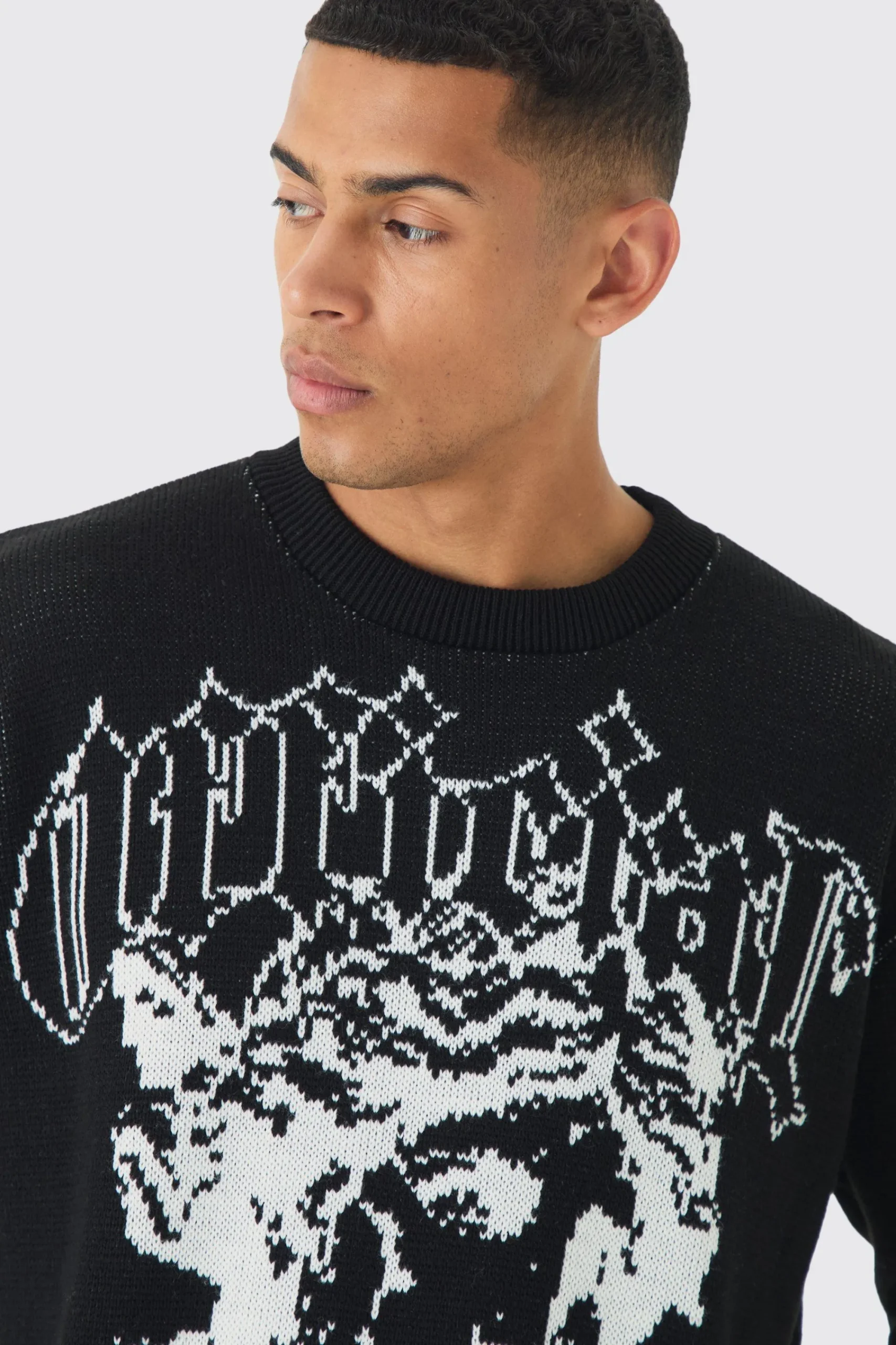 boohooMAN Oversized Boxy Renaissance Jacquard Jumper | UK| Knitwear