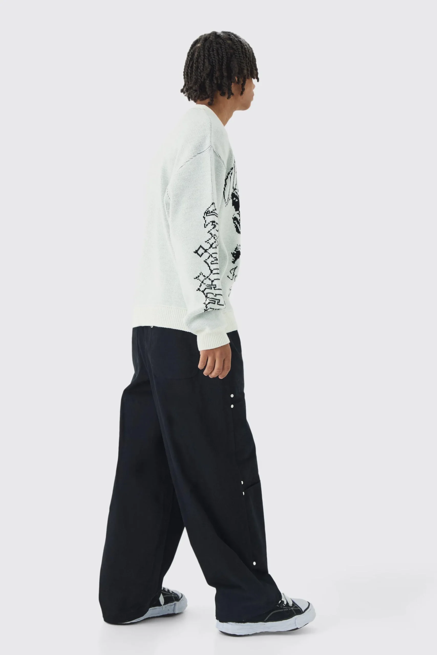 boohooMAN Oversized Boxy Renaissance Jacquard Jumper | UK| Knitwear