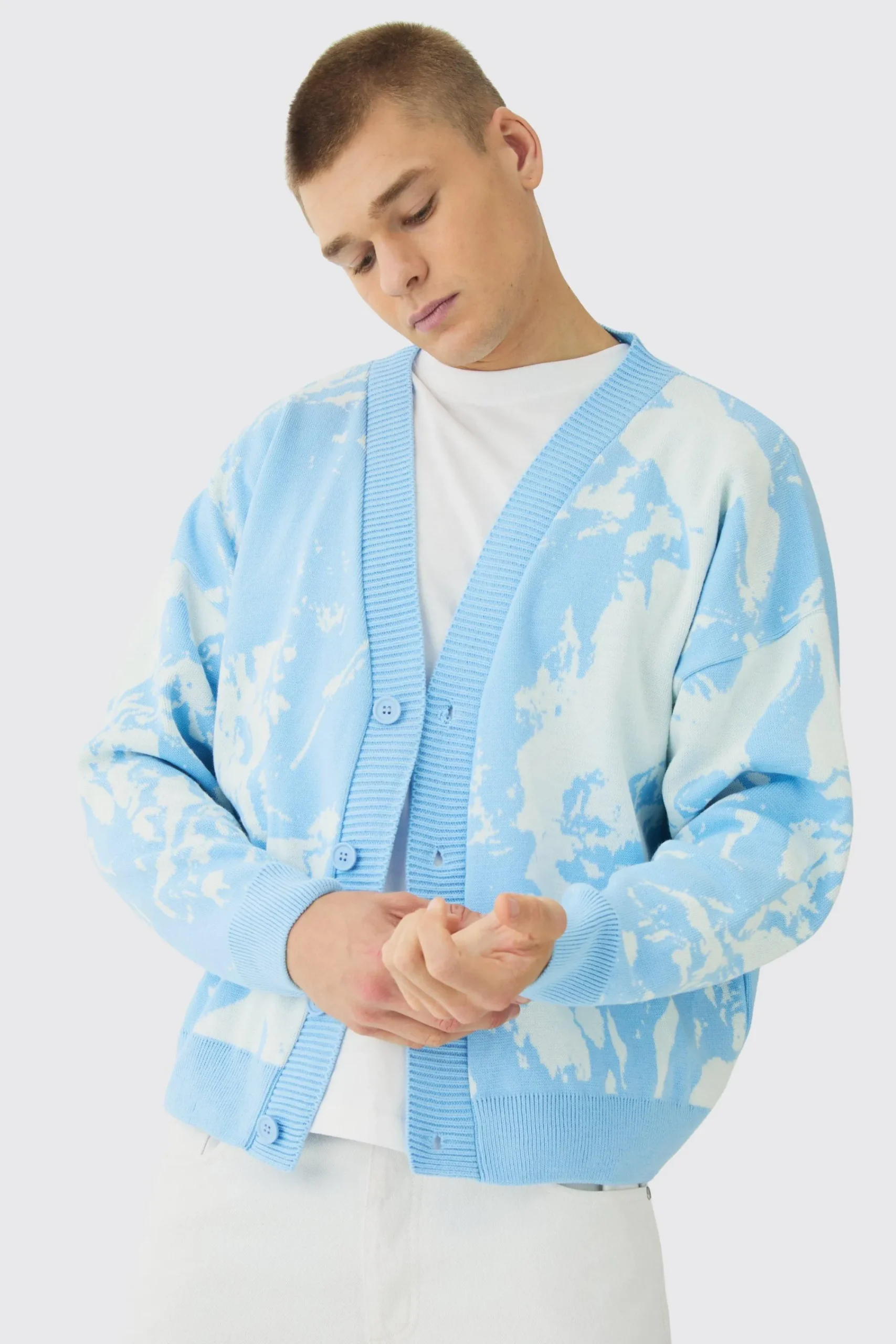 boohooMAN Oversized Boxy Renaissance Graphic Knit Cardigan | UK| Knitwear